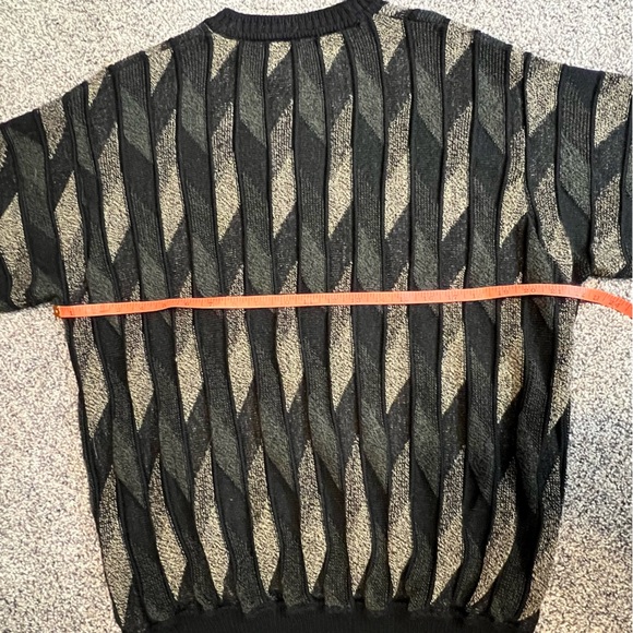 Pronto Uomo Sweater Mens L Black Beige Green Wool Blend 3D Knit Geometric 90s - Picture 7 of 10